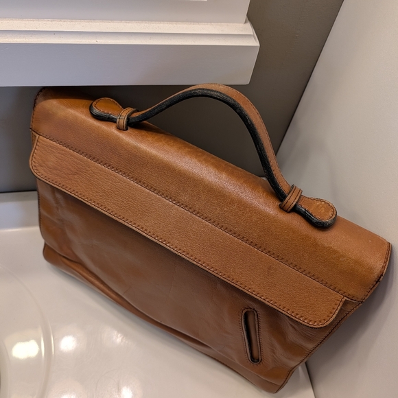 🥰 Vintage 1980's Bally Italy Genuine Smooth Leather Top Carry Briefcase 💼 - Picture 10 of 16